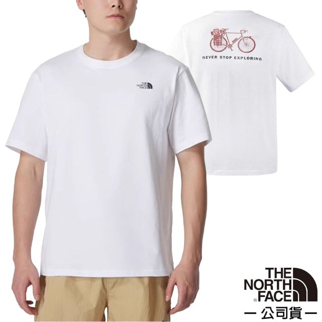 【The North Face】男女 中性彈性透氣純棉短袖圓領T恤.休閒套頭衫.運動上衣/89U8-FN4 雪峰白✿30E010